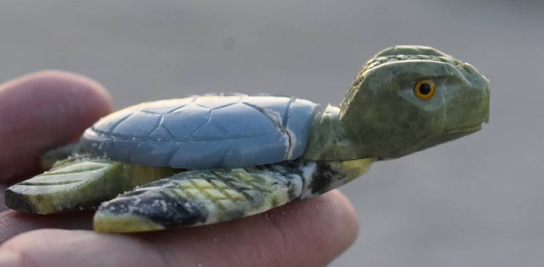 Green Serpentine and Gray Angelite Crystal Sea Turtle Item 3 Help support the loggerhead Turtle Foundation. image 1