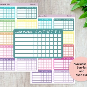 WEEKLY HABIT Tracker Table Functional Label Planner Stickers - Etsy