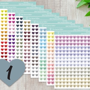 HEART DATE Dot Sticker, Black Numbers, Label Planner Stickers, Functional Planner Stickers, Stationery, Scrapbooking, Bullet Journal