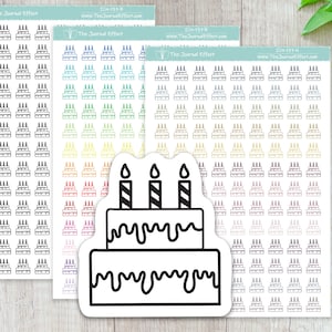 BIRTHDAY CAKE, Mini icon, Label Planner Stickers, Bujo, Functional Stickers, Stationery, Scrapbooking, Bullet Journal, ICN-137