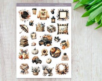 Cozy Autumn Clipart, Fall Watercolor Planner Stickers, Planners, Journals, Cards and Crafts, BUJO, Scrapbooking, CLIP-035