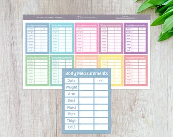 Body Measurements Tracker, Sidebar Label Planner Stickers, 1.5" Wide x 2" Tall, Fun-402