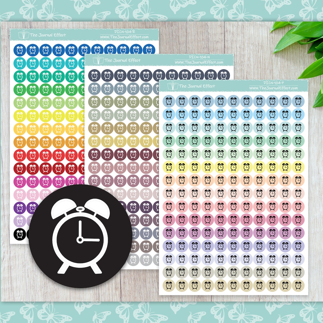 ALARM CLOCK Tiny Dot Icon Stickers, .32" Functional Planner Stickers ...