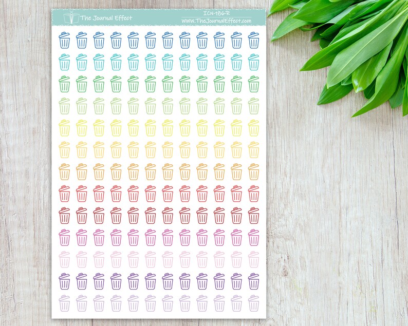 TRASH/GARBAGE, Mini Icon, Label Planner Stickers, Bujo, Functional ...