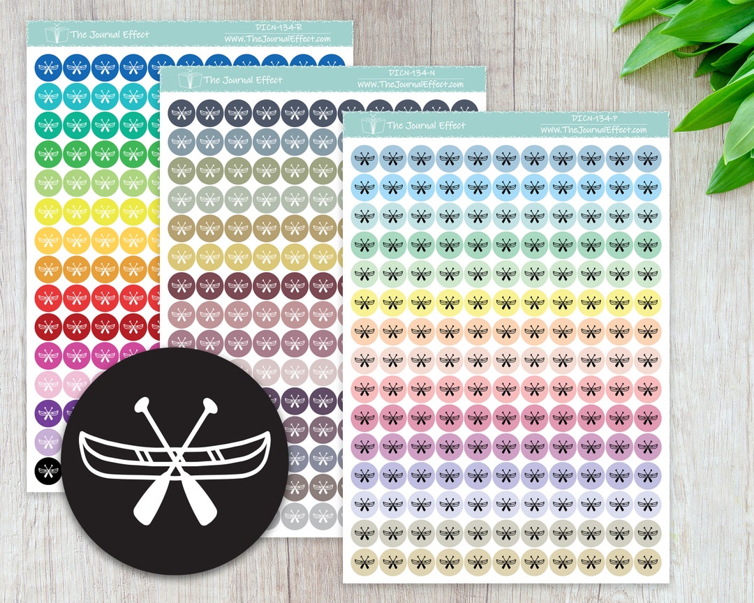 CANOE, Tiny Dot Icon Stickers, .32" Functional Planner Stickers, Labels ...