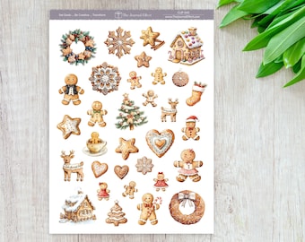 Gingerbread Christmas Planner Stickers, Watercolor Winter Clipart, Planners, Journals, Cards and Crafts, BUJO, Scrapbooking, CLIP-043