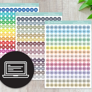 LAPTOP, COMPUTER Tiny Dot Icon Stickers, .32&quot; Functional Planner Stickers, Labels, Bujo, Stationery, Scrapbooking, Bullet Journal, DICN-210