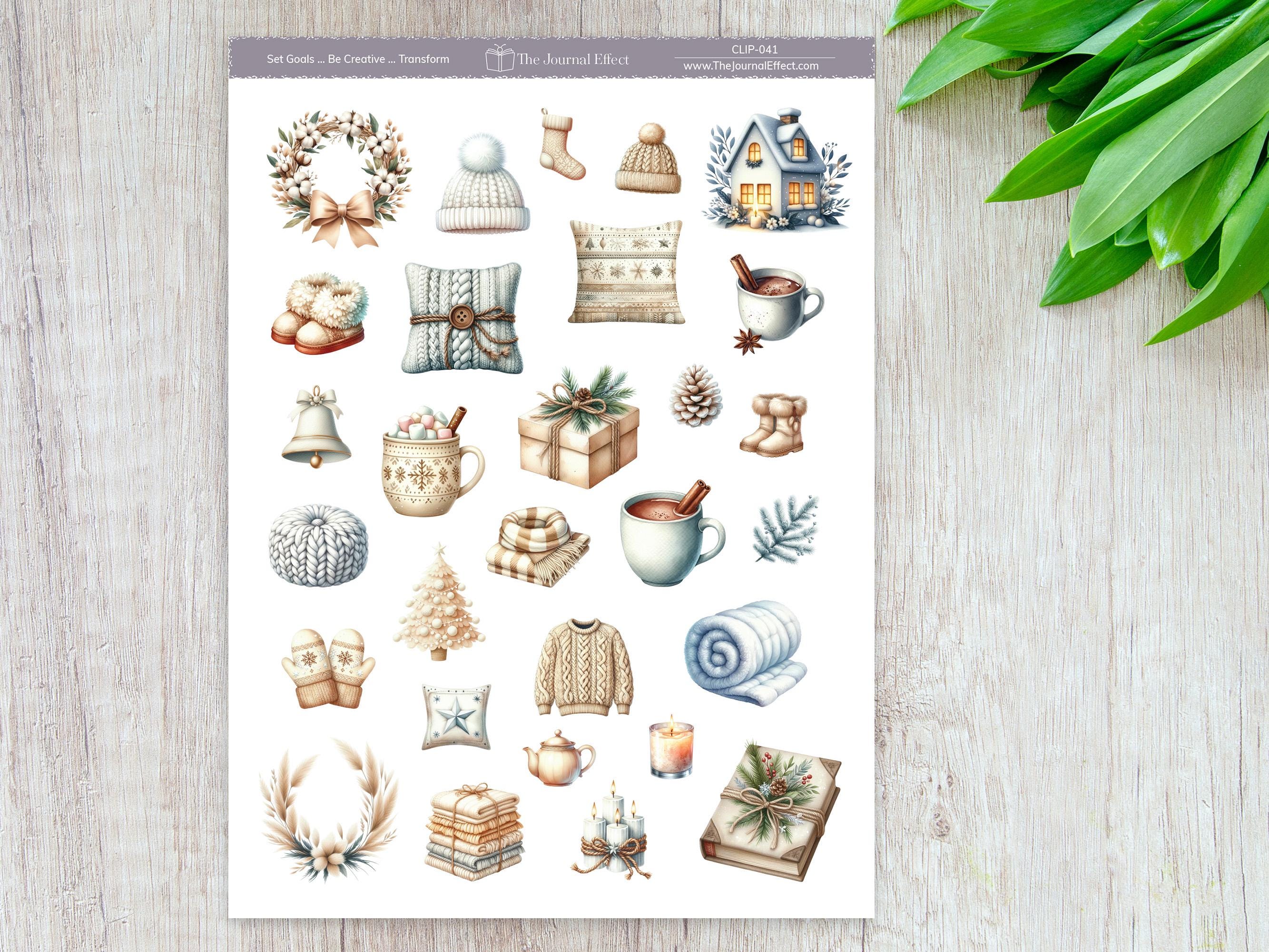 Cozy Hygge Winter Planner Stickers, Watercolor Winter Clipart, Planners ...
