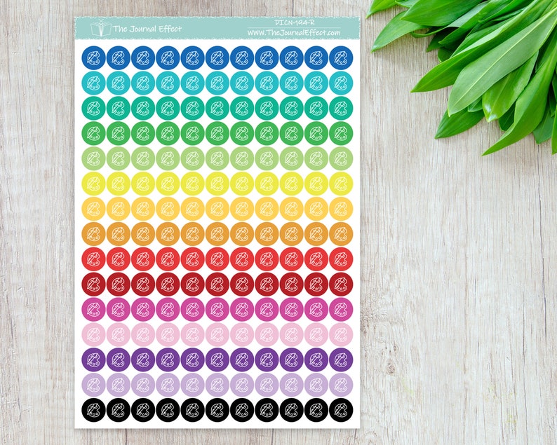 PAINTING, ART Tiny Dot Icon Stickers, .32" Functional Planner Stickers ...