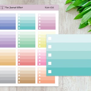 OMBRE Check Boxes, Functional Label Planner Stickers, Functional Planner Stickers, Stationery, Scrapbooking, Bullet Journal, FUN-135