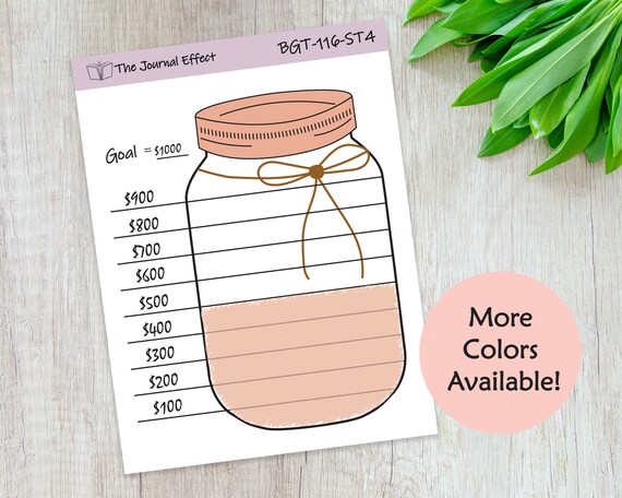 SAVINGS TRACKER Mason Jar Lined Budget Label Planner | Etsy