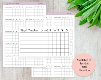 Weekly Habit Tracker Table, Functional Label Planner Stickers, Stationery, Scrapbooking, Bullet Journal, FUN-110, FUN-111