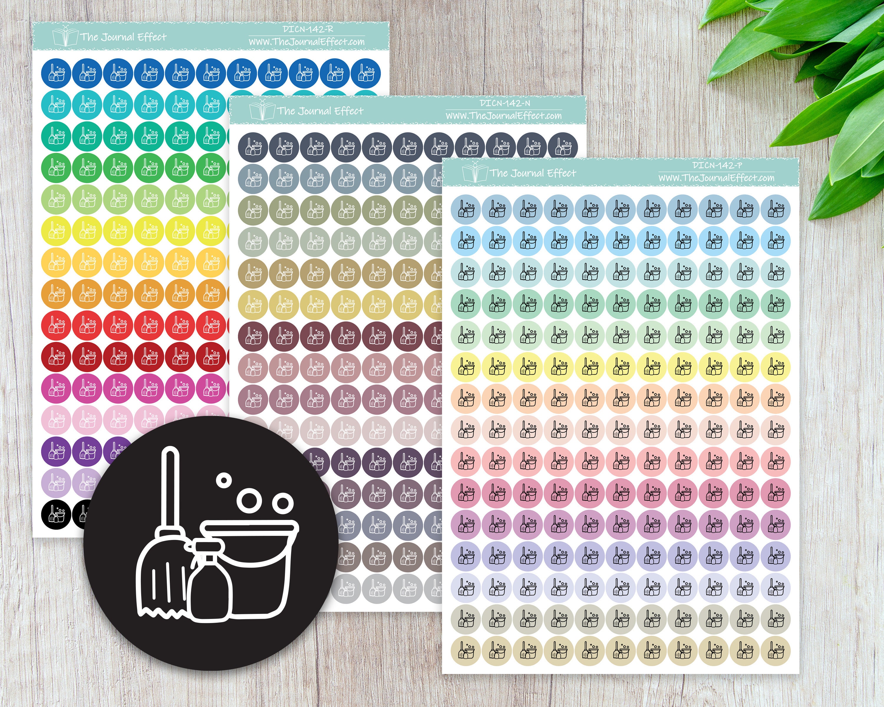 CLEANING, Tiny Dot Icon Stickers, .32" Functional Planner Stickers ...