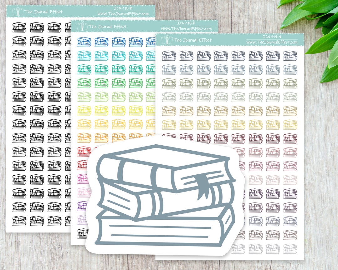 BOOK STACK, Mini Icon, Label Planner Stickers, Bujo, Functional ...