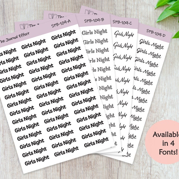 GIRLS NIGHT Script Planner Sticker labels for Erin Condren, Happy Planner, BUJO, A5 and many more!