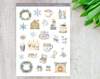 Blue Winter Planner Stickers, Watercolor Winter Clipart, Planners, Journals, Cards and Crafts, BUJO, Scrapbooking, CLIP-042
