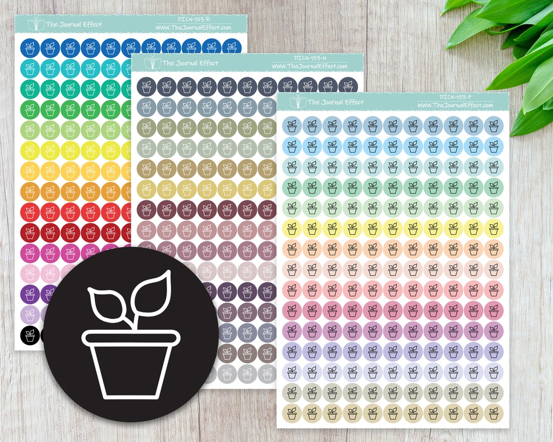 GARDENING Tiny Dot Icon Stickers, .32" Functional Planner Stickers ...