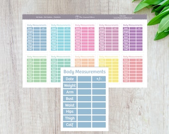 Body Measurements Tracker, Sidebar Label Planner Stickers, 1.5" Wide x 2" Tall, Fun-403