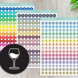 WINE GLASS Tiny Dot Icon Stickers, .32&quot; Functional Planner Stickers, Labels, Bujo, Stationery, Scrapbooking, Bullet Journal, DICN-190