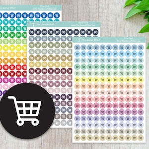 SHOPPING CART, Grocery Tiny Dot Icon Stickers, .32" Functional Planner Stickers, Erin Condren, Happy Planner, Bullet Journal, DICN-171