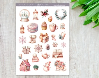 Blush Winter Wonderland Planner Stickers, Watercolor Winter Clipart, Planners, Journals, Cards and Crafts, BUJO, Scrapbooking, CLIP-040