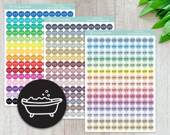 BATHTUB Tiny Dot Icon Stickers, .32" Functional Planner Stickers, Erin Condren, Happy Planner, Bullet Journal, DICN-110