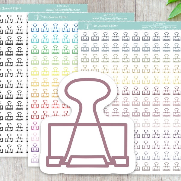 BINDER CLIP, Mini icon, Label Planner Stickers for Erin Condren, Happy Planner, Bujo, A5 and many more! ICN-118