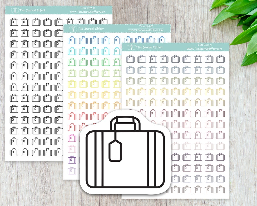 SUITCASE, Luggage, Travel Mini Icon, Label Planner Stickers for Erin Condren, Happy Planner