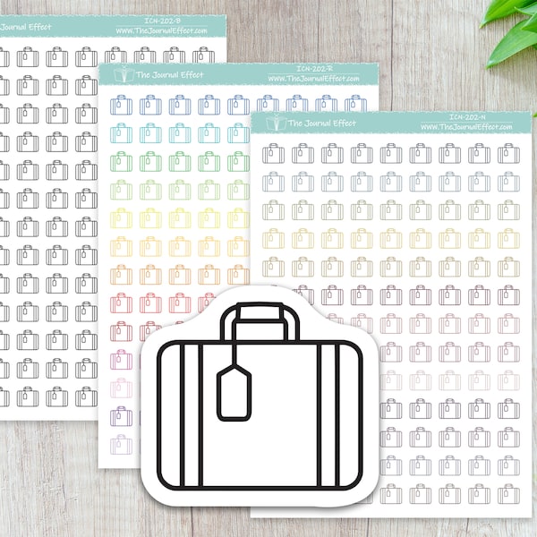 SUITCASE, Luggage, Travel Mini icon, Label Planner Stickers for Erin Condren, Happy Planner, BUJO, A5 and many more! ICN-202