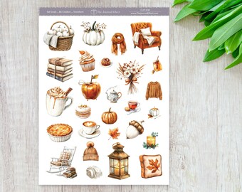 Rustic Fall Cozy Planner Stickers, Neutral Autumn Clipart, Planners, Journals, Cards and Crafts, BUJO, Scrapbooking, CLIP-036