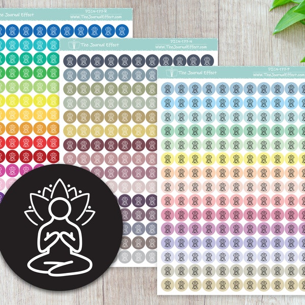 YOGA, MEDITATION Tiny Dot Icon Stickers, .32" Functional Planner Stickers, Erin Condren, Happy Planner, Bullet Journal, DICN-177