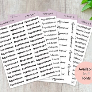 APPOINTMENT Script Planner Sticker labels for Erin Condren, Happy Planner, BUJO, A5 and many more!