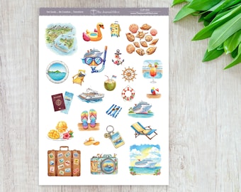 Cruise Vacation Planner Stickers, Tropical Travel Stickers, Caribbean Vacation, Planners, Journals, Cards and Crafts, BUJO, CLIP-032