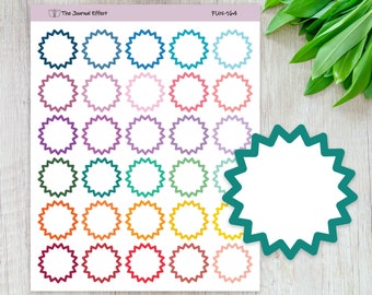 1" STAR FRAMED Round Label Planner Stickers, Functional Planner Stickers, Stationery, Scrapbooking, Bullet Journal, FUN-164