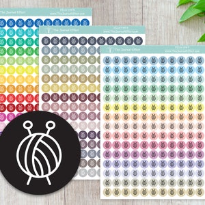 KNITTING, CROCHET Tiny Dot Icon Stickers, .32&quot; Functional Planner Stickers, Labels, Bujo, Stationery, Scrapbooking, Bullet Journal, DICN-179