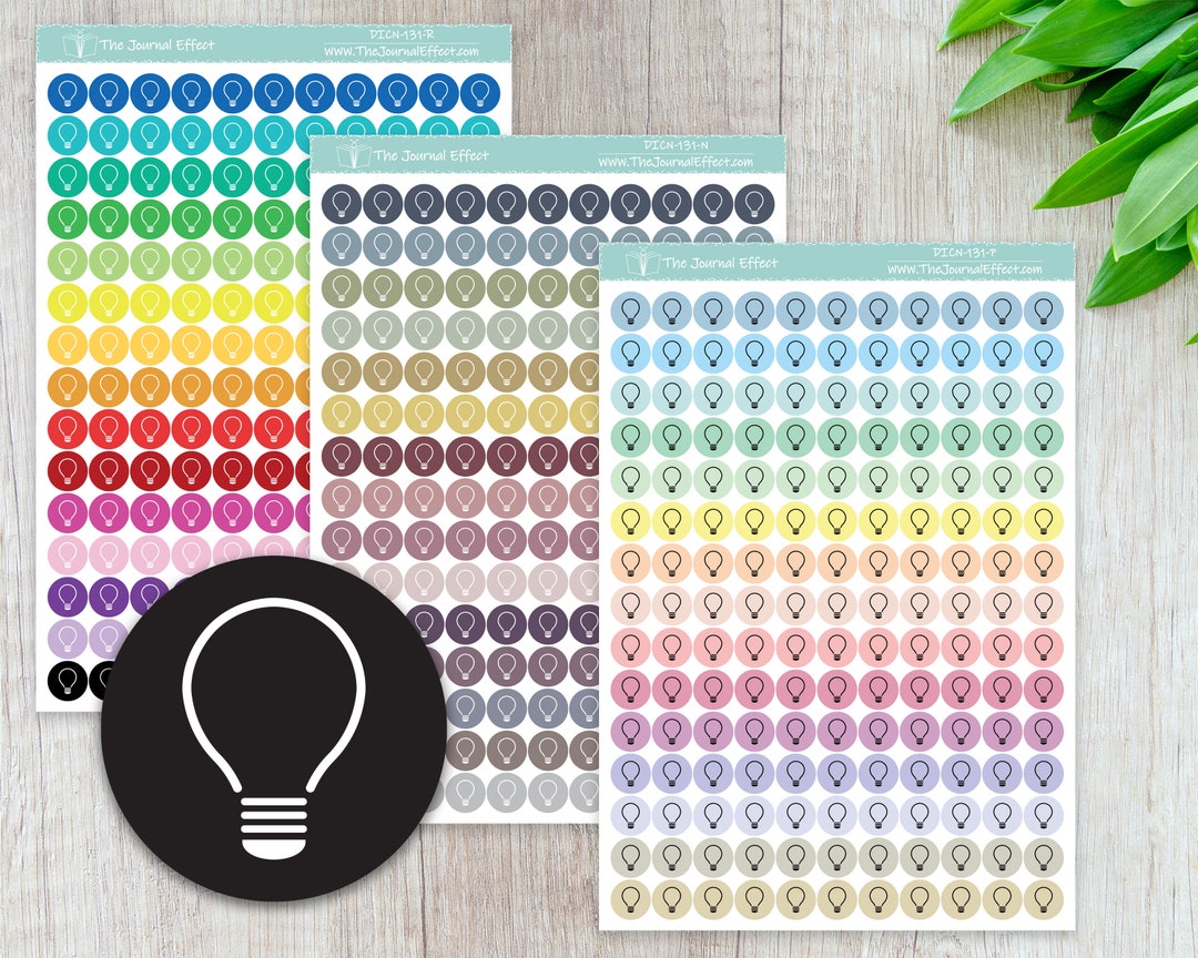LIGHT BULB, Electric, Tiny Dot Icon Stickers, .32" Functional Planner ...