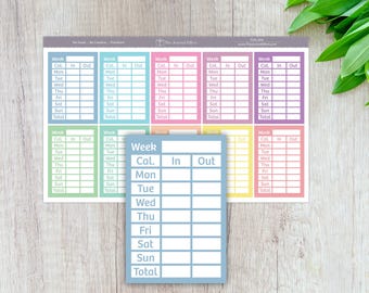 Calories In/Out Tracker, Sidebar Label Planner Stickers, 1.5" Wide x 2.2" Tall, Fun-404