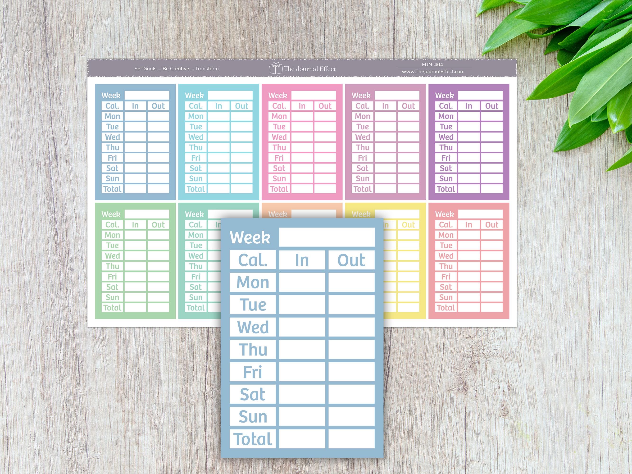 Caloreys Sticker Calories In/out Tracker, Sidebar Label Planner Stickers, 1.5