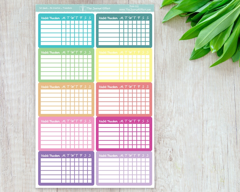 WEEKLY HABIT Tracker Table, Functional Label Planner Stickers for Erin Condren, Happy Planner, BUJO, A5 and many more Fun-112/113/248/249 image 2