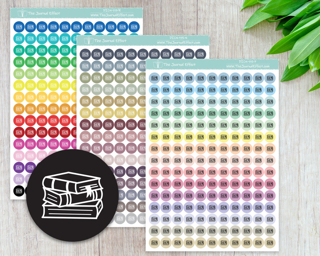 BOOK STACK Tiny Dot Icon Stickers, .32" Functional Planner Stickers ...