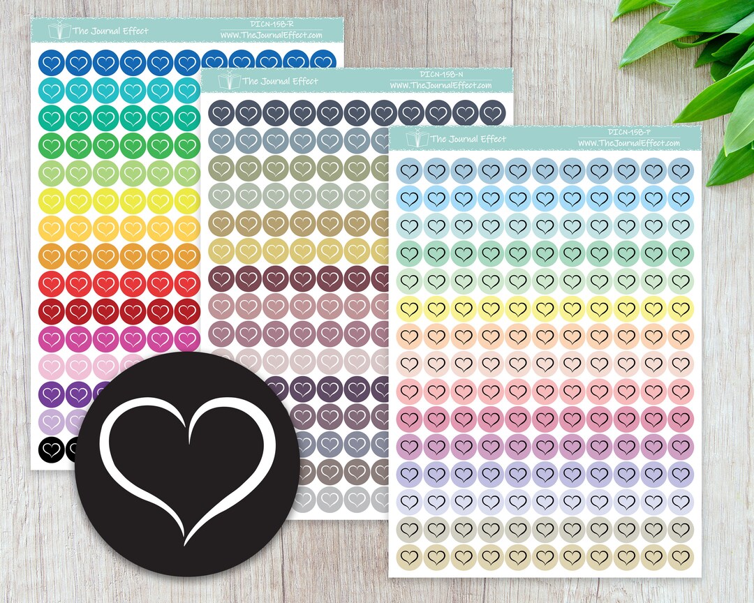 HEART Tiny Dot Icon Stickers, .32" Functional Planner Stickers, Labels ...