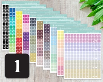 SQUARE DATE Dot Sticker .27", Font E, Label Planner Stickers for Erin Condren, Happy Planner, BUJO, A5 and many more!