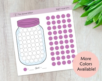 SAVINGS Tracker **2"x3.7"** Mason Jar with Dot Stickers,  Budget Label Planner Stickers, BGT-114-ST