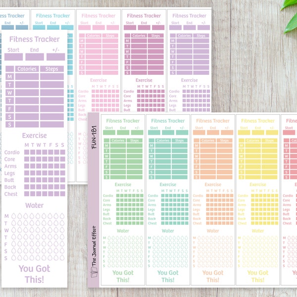 FITNESS TRACKER Sidebar Label Planner Stickers, Fun-181, Fun-182