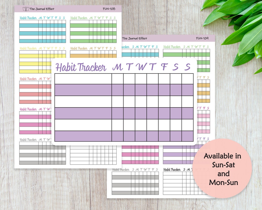 WEEKLY HABIT Tracker Table, Functional Label Planner Stickers ...