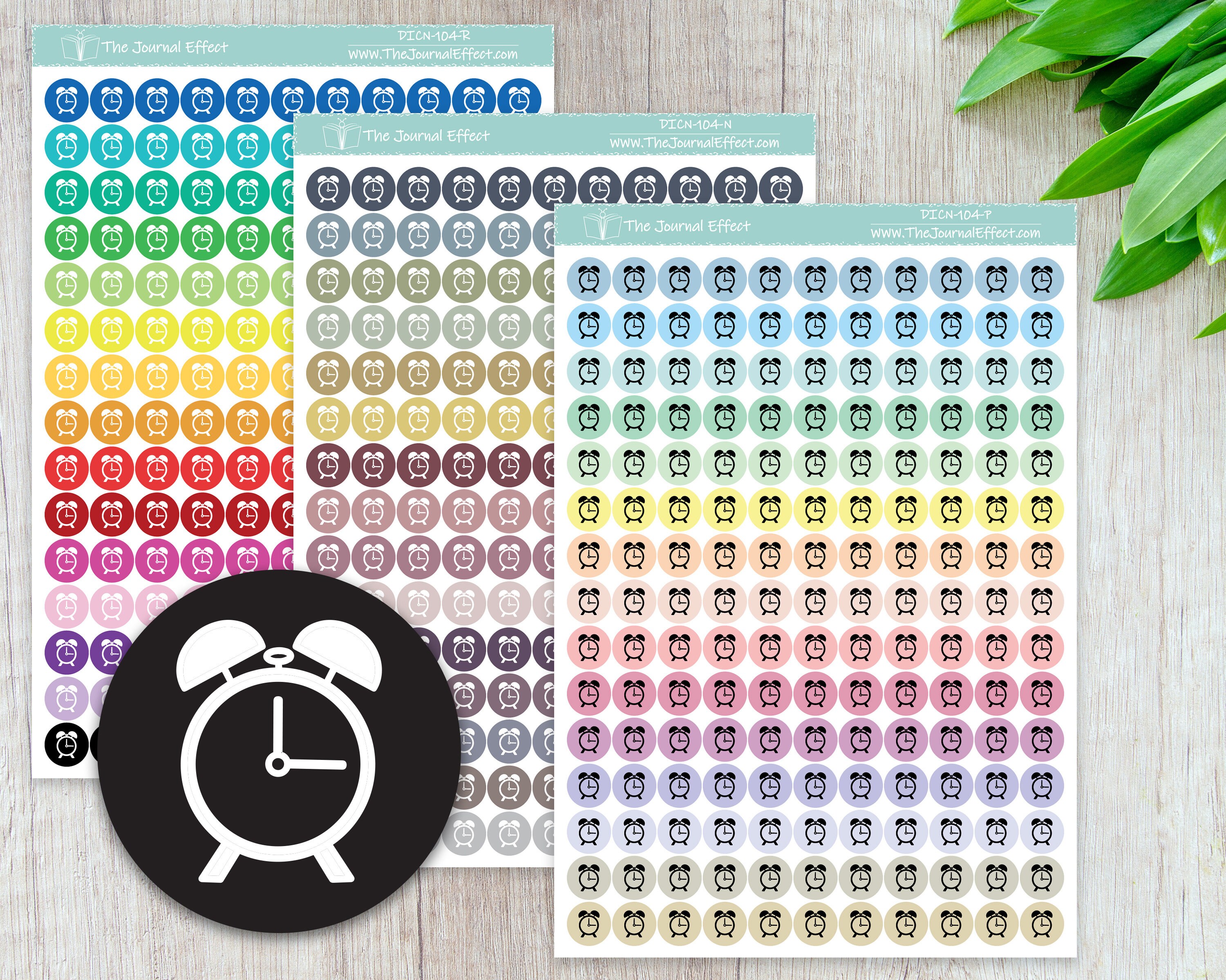 Mini Sticker Clock ALARM CLOCK Tiny Dot Icon Stickers, .32