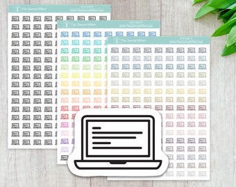 LAPTOP, Computer,  Mini icon, Label Planner Stickers for Erin Condren, Happy Planner, BUJO, A5 and many more! ICN-210