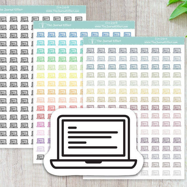 LAPTOP, Computer,  Mini icon, Label Planner Stickers for Erin Condren, Happy Planner, BUJO, A5 and many more! ICN-210