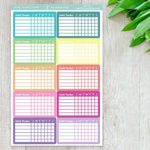 WEEKLY HABIT Tracker Table, Functional Label Planner Stickers for Erin Condren, Happy Planner, BUJO, A5 and many more Fun-112/113/248/249 image 3