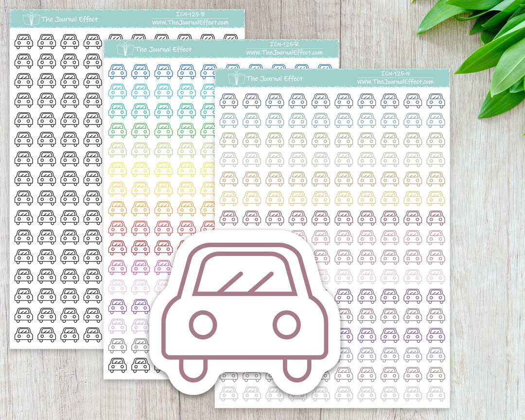 CAR, Mini Icon, Label Planner Stickers, Bujo, Functional Stickers ...